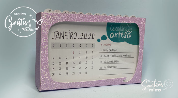 Calendário Personalizado 2020 Arquivo Grátis 