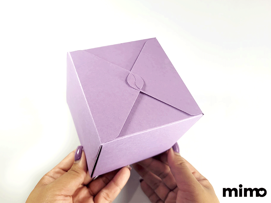 Resultado da caixa feita na Base Mimo Making para a criação de caixas e envelopes