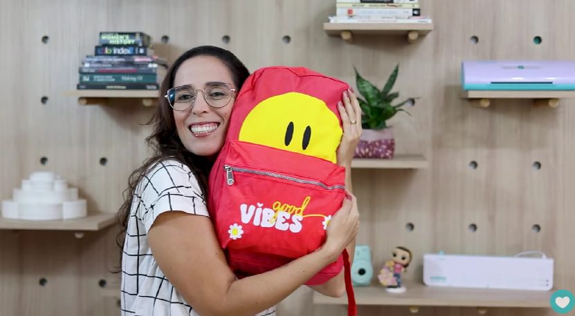 Resultado da mochila personalizada com os Transfers para Tecido Mimo