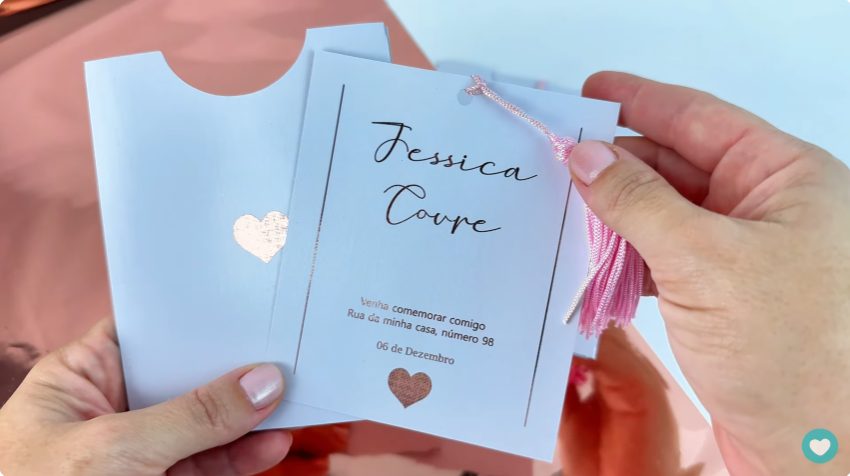 convite personalizado com efeito metalizado foil mimo